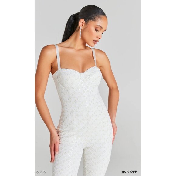 Nadine Merabi Hailey White Jumpsuit Size S/M - Picture 3 of 9